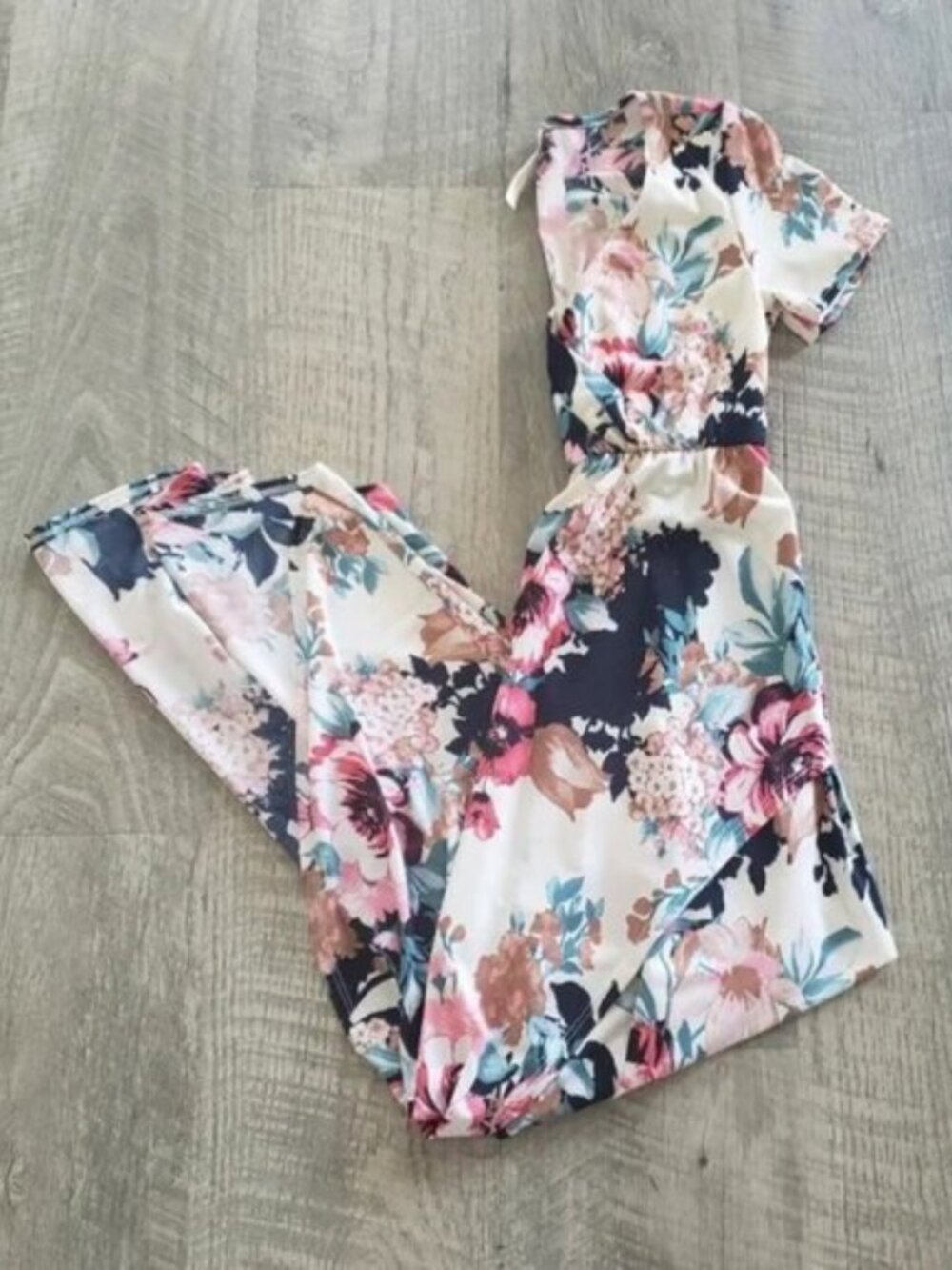 Vanilla Bay Cream and Pink Floral High Low Dress.